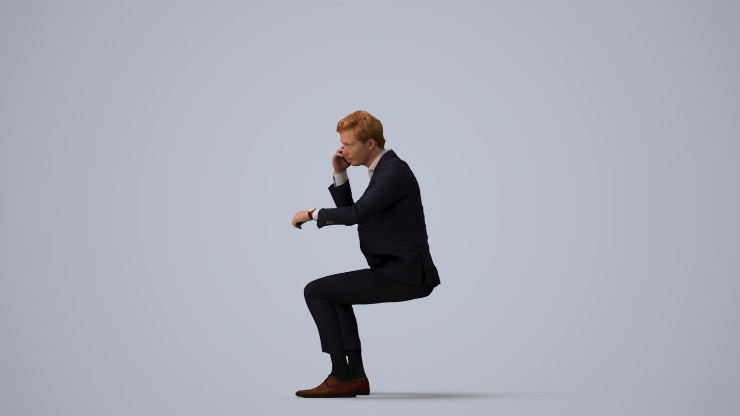 photogrammetry 3D man business, realistic human model archviz FBX, three-quarter view render