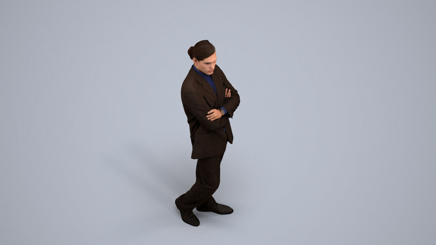 realistic 3D people man business, render-ready for V-Ray and Corona, FBX OBJ, back view render