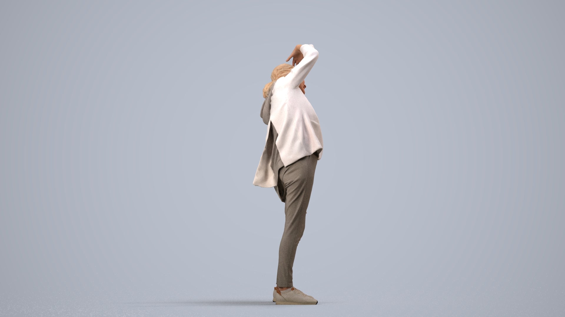 realistic 3D people senior woman sport, render-ready for V-Ray and Corona, FBX OBJ, side view render