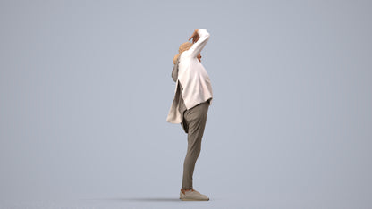 realistic 3D people senior woman sport, render-ready for V-Ray and Corona, FBX OBJ, side view render