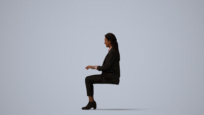 scanned 3D woman business, photogrammetry people for Enscape and V-Ray, three-quarter view render