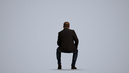 3D human model man business, photogrammetry scanned person for archviz, front view render