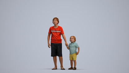realistic 3D human boy casual kids, archviz people FBX OBJ for Blender, standing pose render