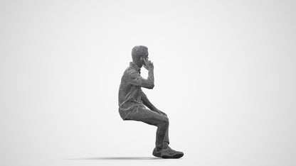 realistic 3D people man casual sitting, render-ready for V-Ray and Corona, FBX OBJ, wireframe side view