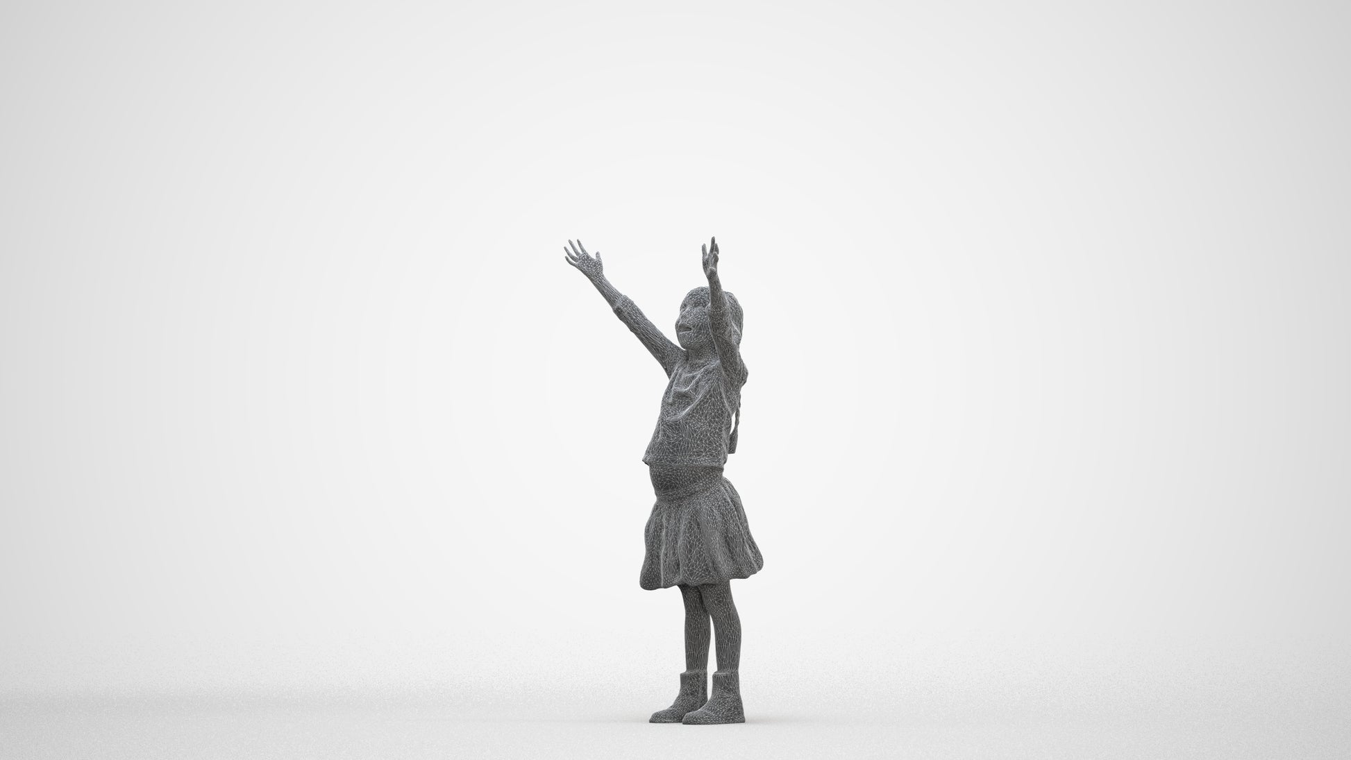 3D scanned girl kids casual, photorealistic archviz people for Enscape and SketchUp, three-quarter front view render