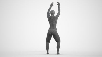 scanned 3D woman pool, photogrammetry people for Enscape and V-Ray, wireframe front view