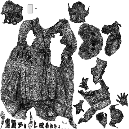 scanned 3D woman business standing, photogrammetry people for Enscape and V-Ray, wireframe top-down view