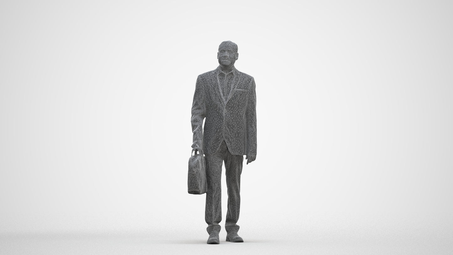 realistic 3D human man business, archviz people FBX OBJ for Blender, three-quarter front view render