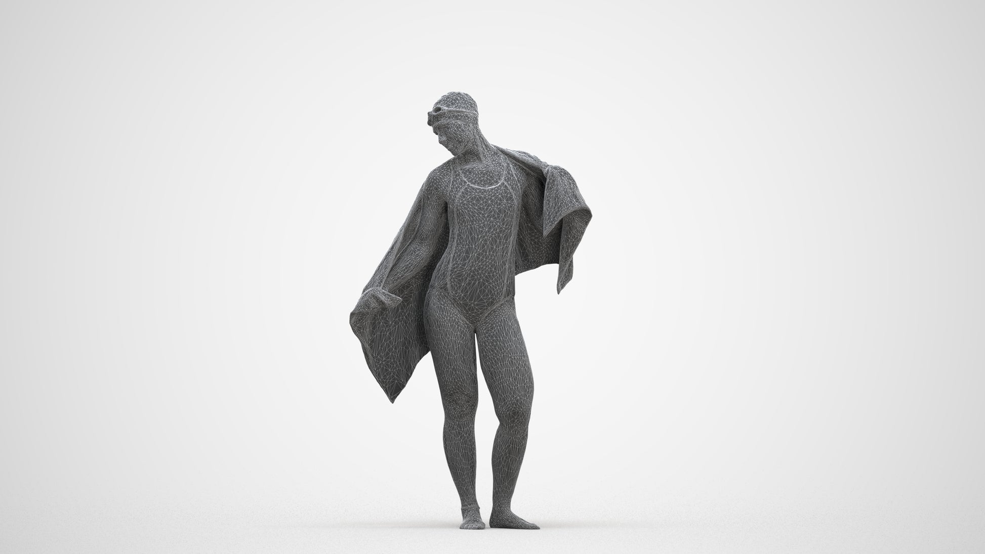 scanned 3D woman pool, photogrammetry people for Enscape and V-Ray, three-quarter front view render