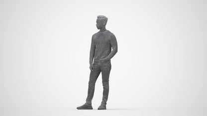 photogrammetry 3D man casual walking, realistic human model archviz FBX, wireframe back view