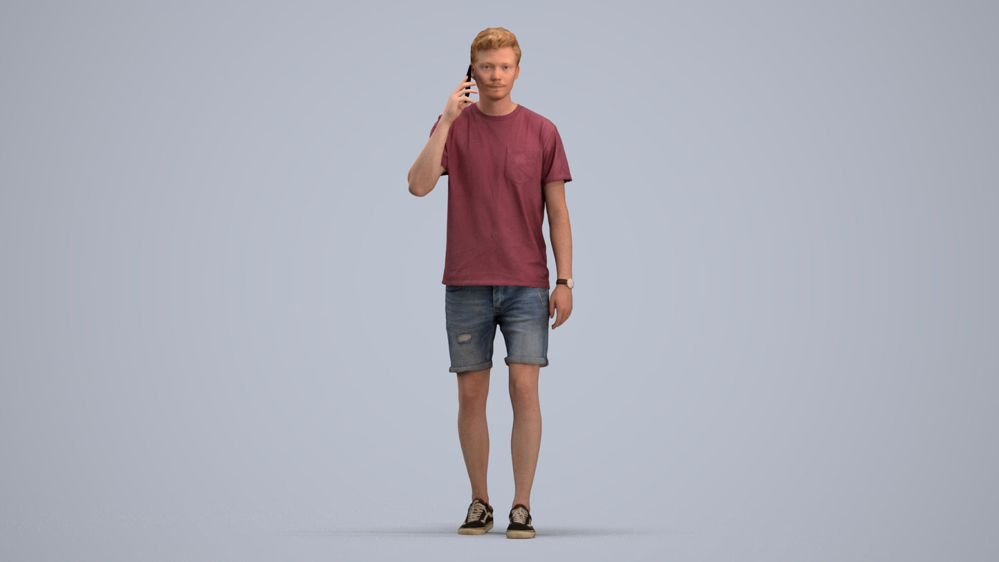 realistic 3D people man casual walking, render-ready for V-Ray and Corona, FBX OBJ, standing pose render