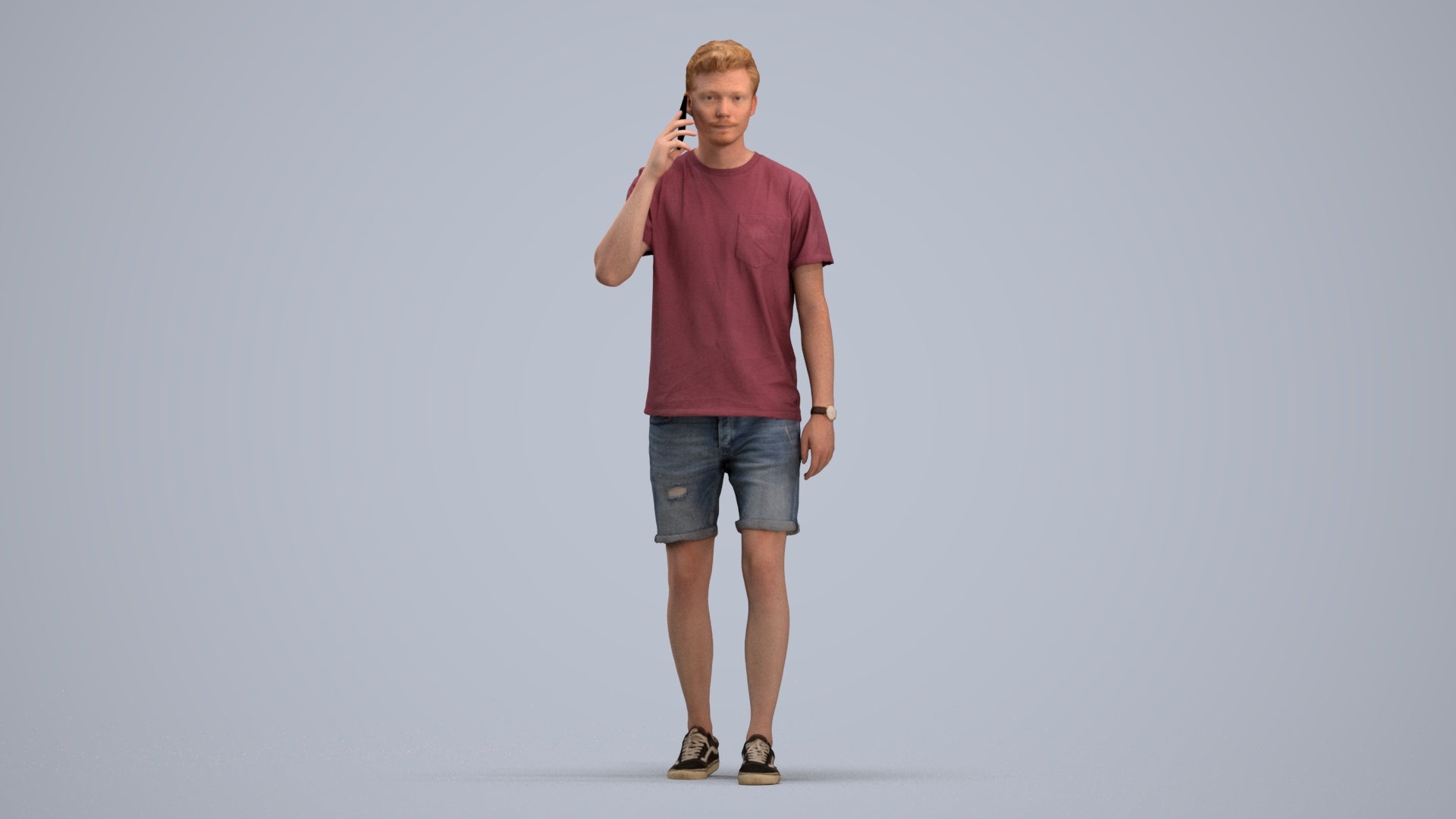 realistic 3D people man casual walking, render-ready for V-Ray and Corona, FBX OBJ, standing pose render