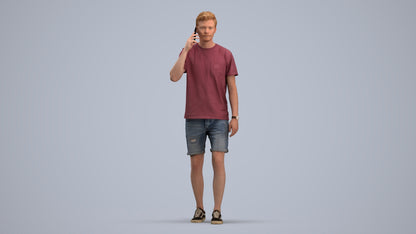 realistic 3D people man casual walking, render-ready for V-Ray and Corona, FBX OBJ, standing pose render
