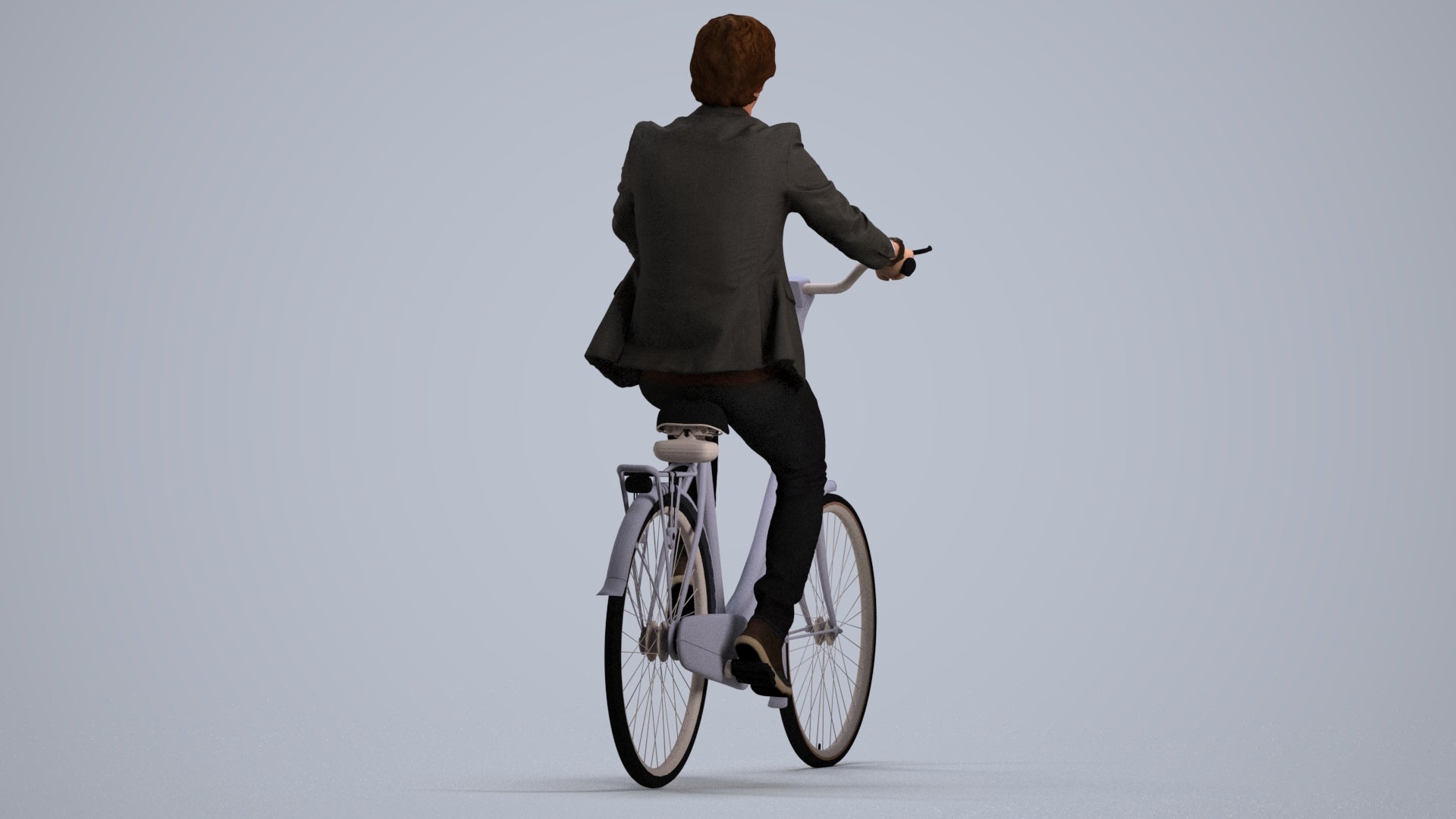 scanned 3D man business cycling, photogrammetry people for Enscape and V-Ray, front view render