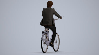 scanned 3D man business cycling, photogrammetry people for Enscape and V-Ray, front view render