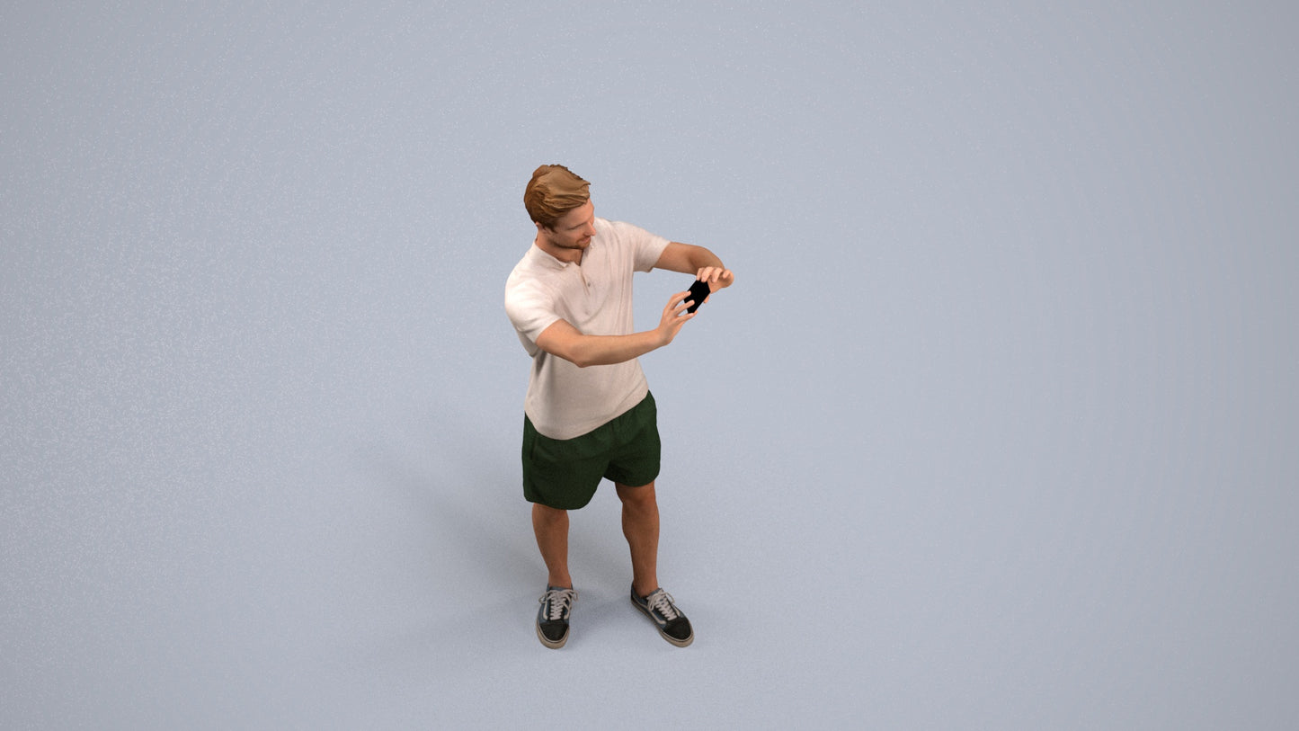 realistic 3D people man casual standing, render-ready for V-Ray and Corona, FBX OBJ, back view render