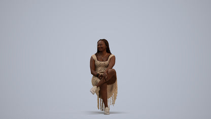 realistic 3D woman casual sitting, scanned archviz people for Blender and 3ds Max, standing pose render