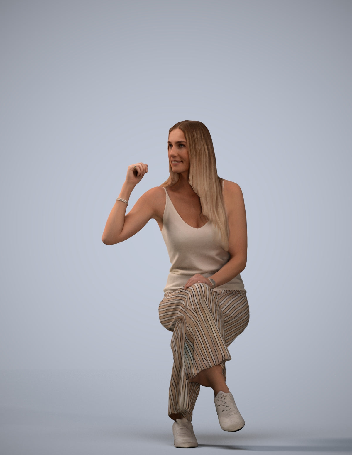 3D people model woman casual sitting, scanned human for 3ds Max rendering