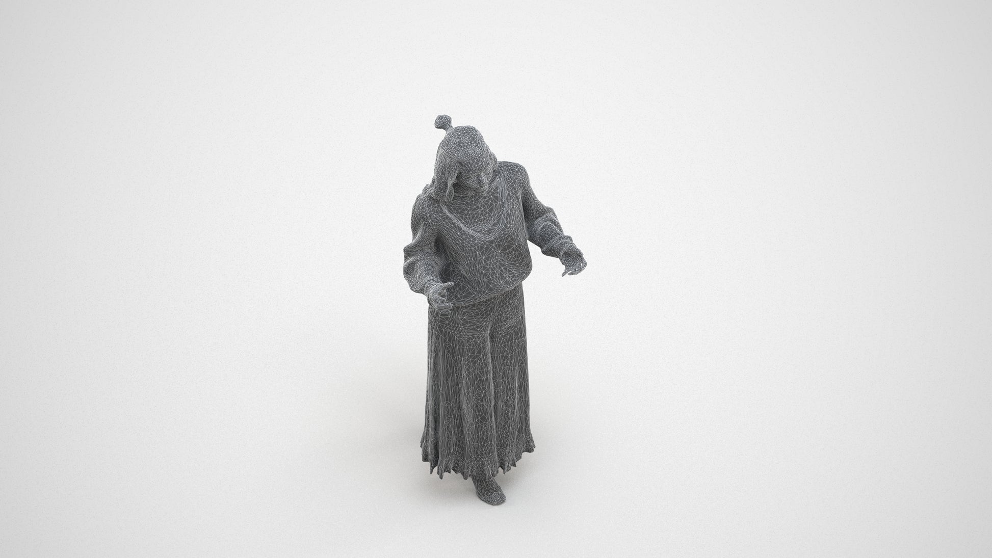 3D scanned woman standing casual, photorealistic archviz people for Enscape and SketchUp, wireframe three-quarter view