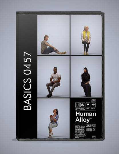 5 3D scanned people sitting, photorealistic archviz pack for Enscape and SketchUp