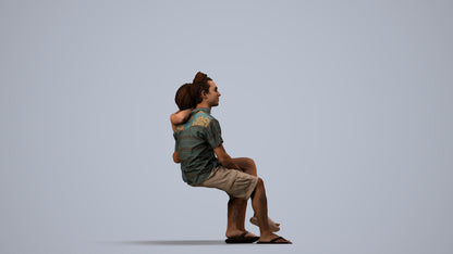 scanned 3D woman sitting, photogrammetry people for Enscape and V-Ray, side view render
