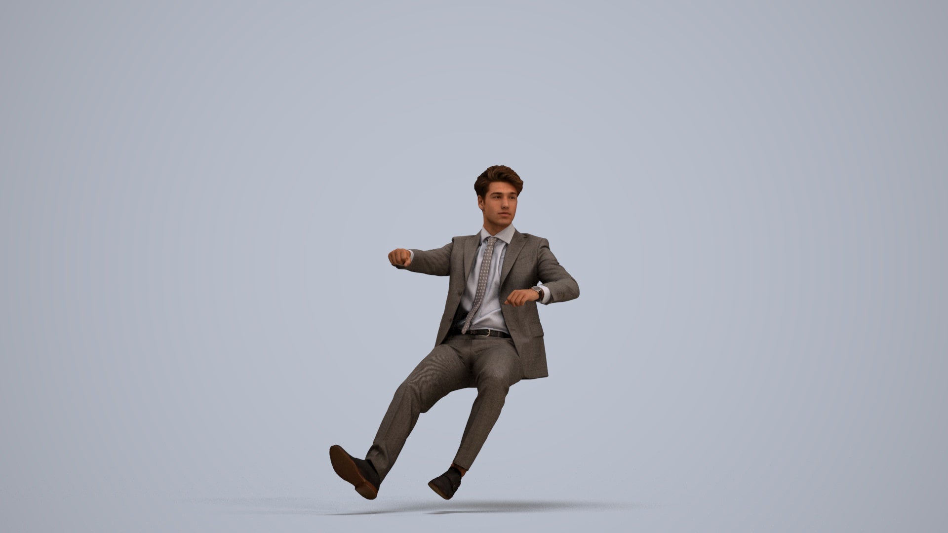 realistic 3D human man business driving, archviz people FBX OBJ for Blender, standing pose render