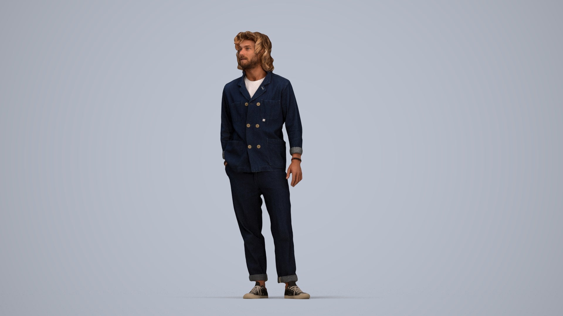 photogrammetry 3D man casual formalaffairs, realistic human model archviz FBX, top-down view render