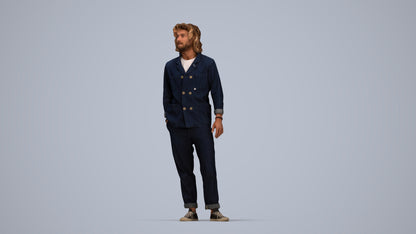photogrammetry 3D man casual formalaffairs, realistic human model archviz FBX, top-down view render