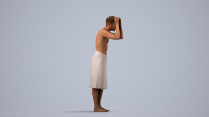 realistic 3D people man bathroom, render-ready for V-Ray and Corona, FBX OBJ, side view render