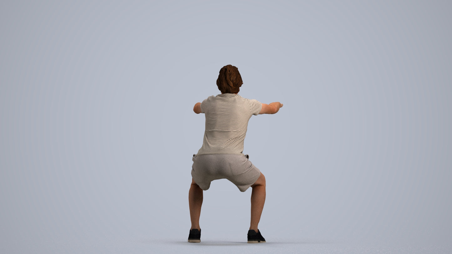 3D people model man casual sport, scanned human for 3ds Max rendering, front view render