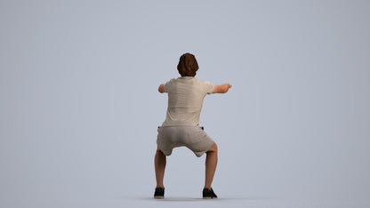 3D people model man casual sport, scanned human for 3ds Max rendering, front view render