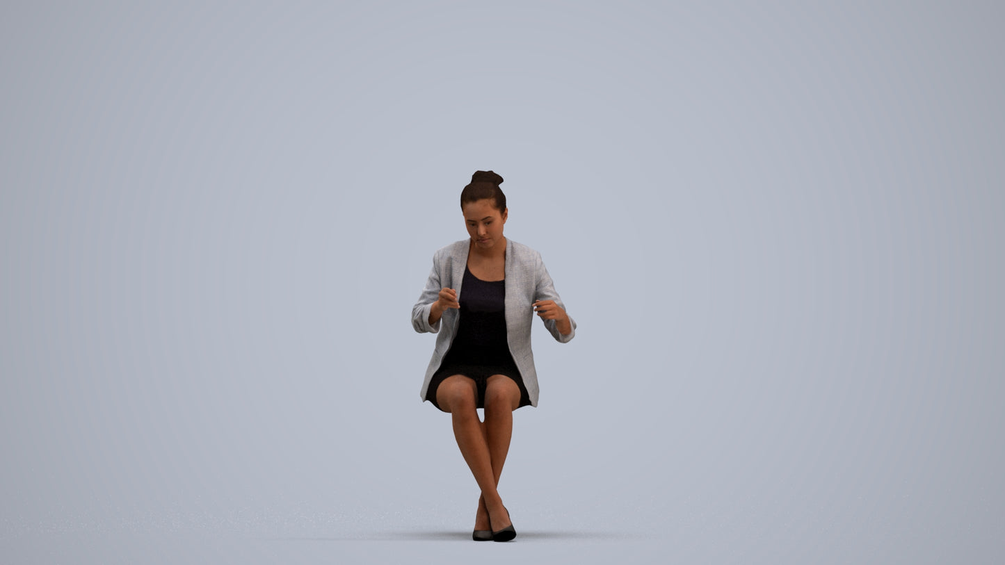 3D scanned woman business, photorealistic archviz people for Enscape and SketchUp, standing pose render