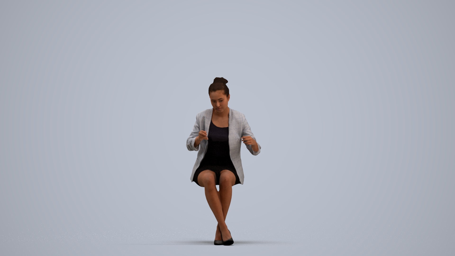 3D scanned woman business, photorealistic archviz people for Enscape and SketchUp, standing pose render