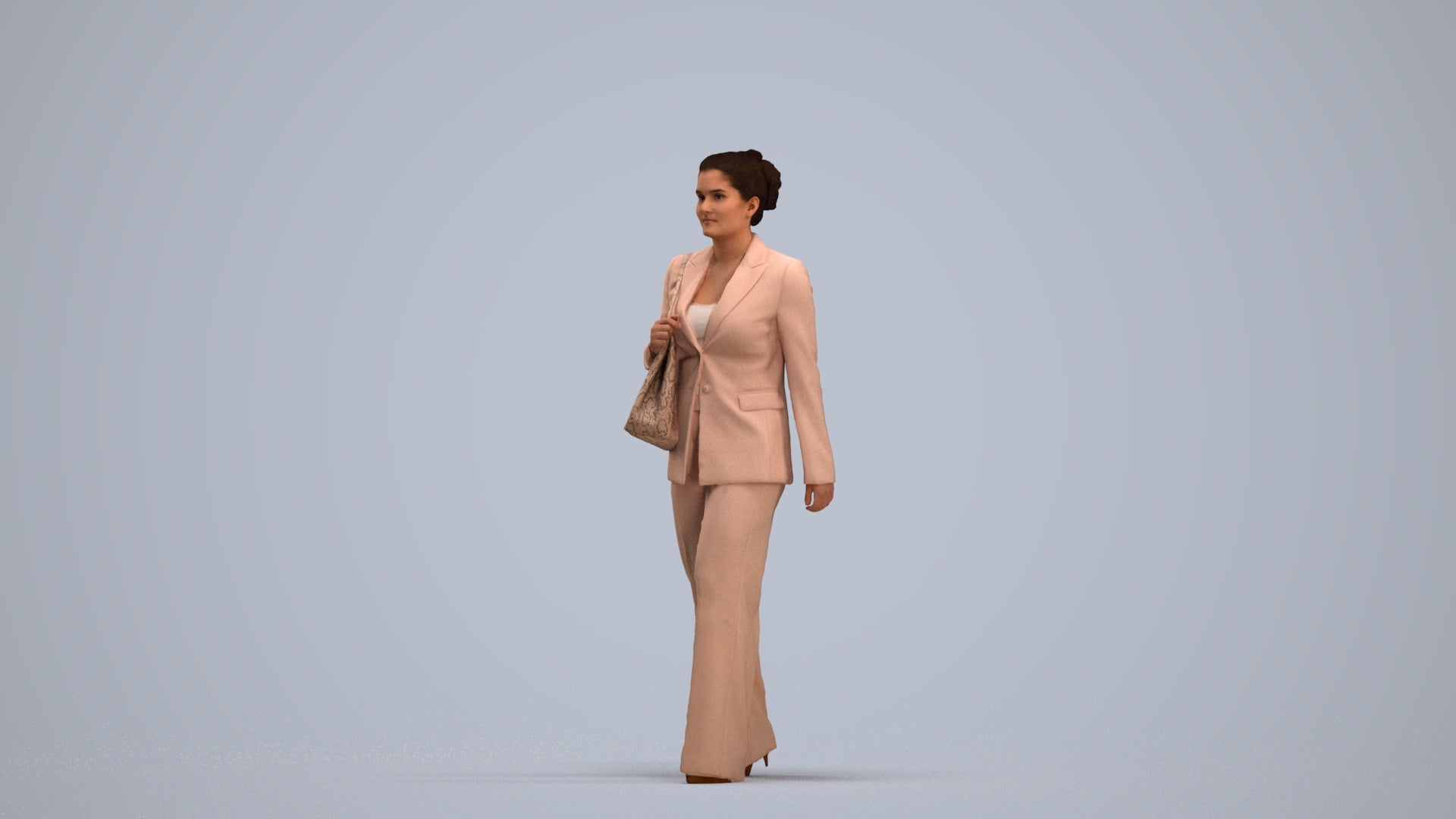 realistic 3D human woman business standing, archviz people FBX OBJ for Blender, standing pose render