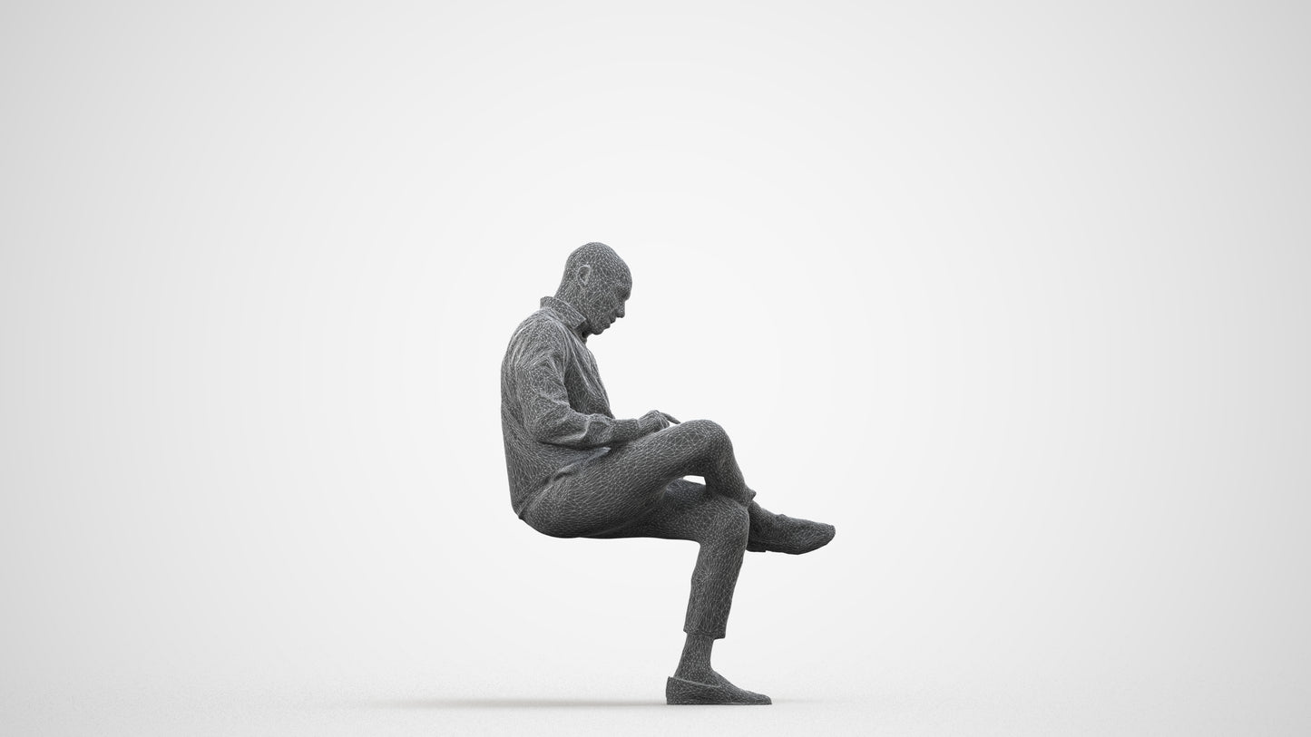 realistic 3D human man business, archviz people FBX OBJ for Blender, wireframe side view