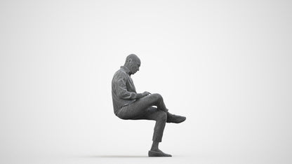 realistic 3D human man business, archviz people FBX OBJ for Blender, wireframe side view