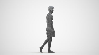 scanned 3D man pool, photogrammetry people for Enscape and V-Ray, wireframe side view