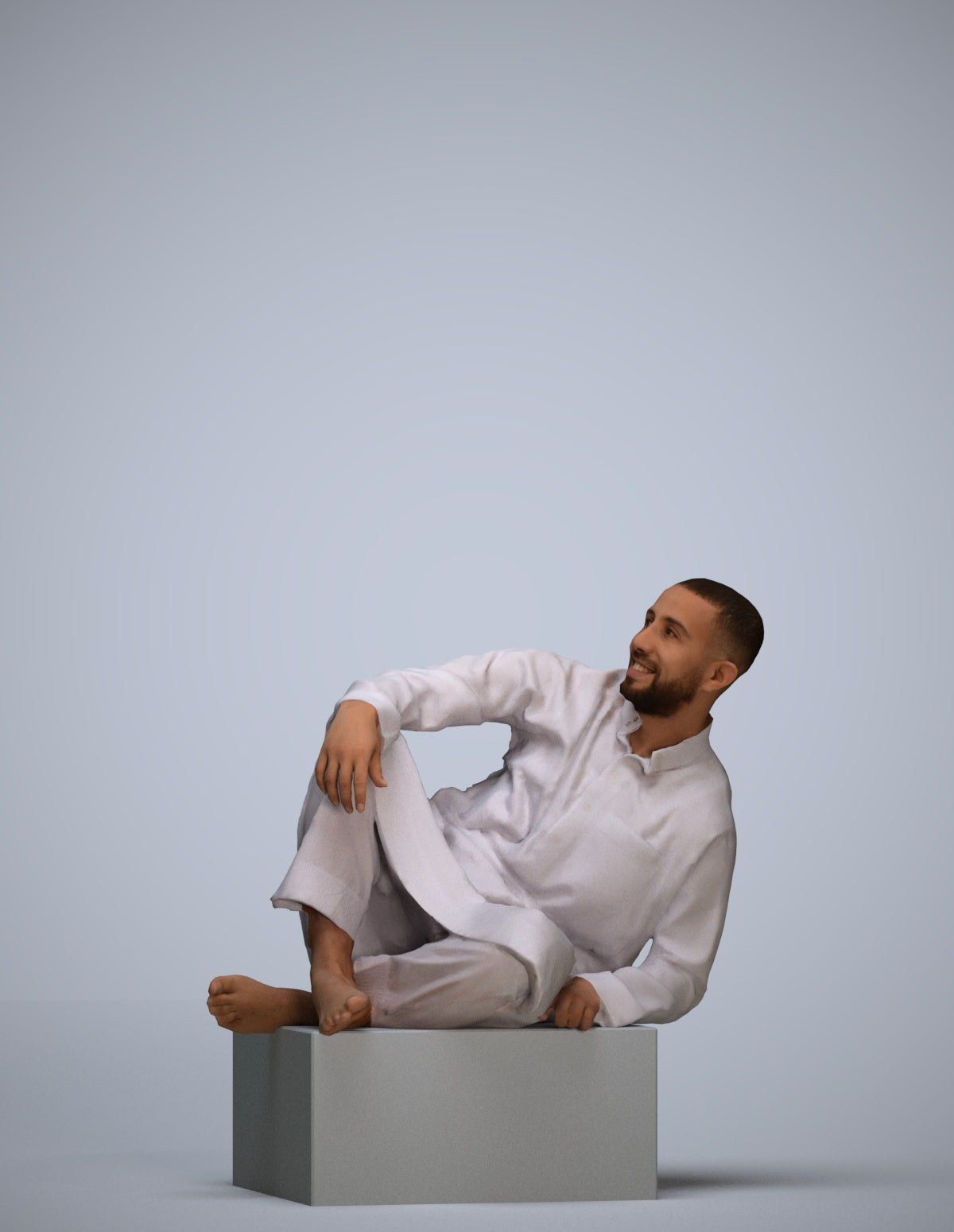 3D people model man casual sitting, scanned human for 3ds Max rendering