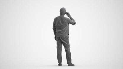 scanned 3D man casual standing, photogrammetry people for Enscape and V-Ray, wireframe front view