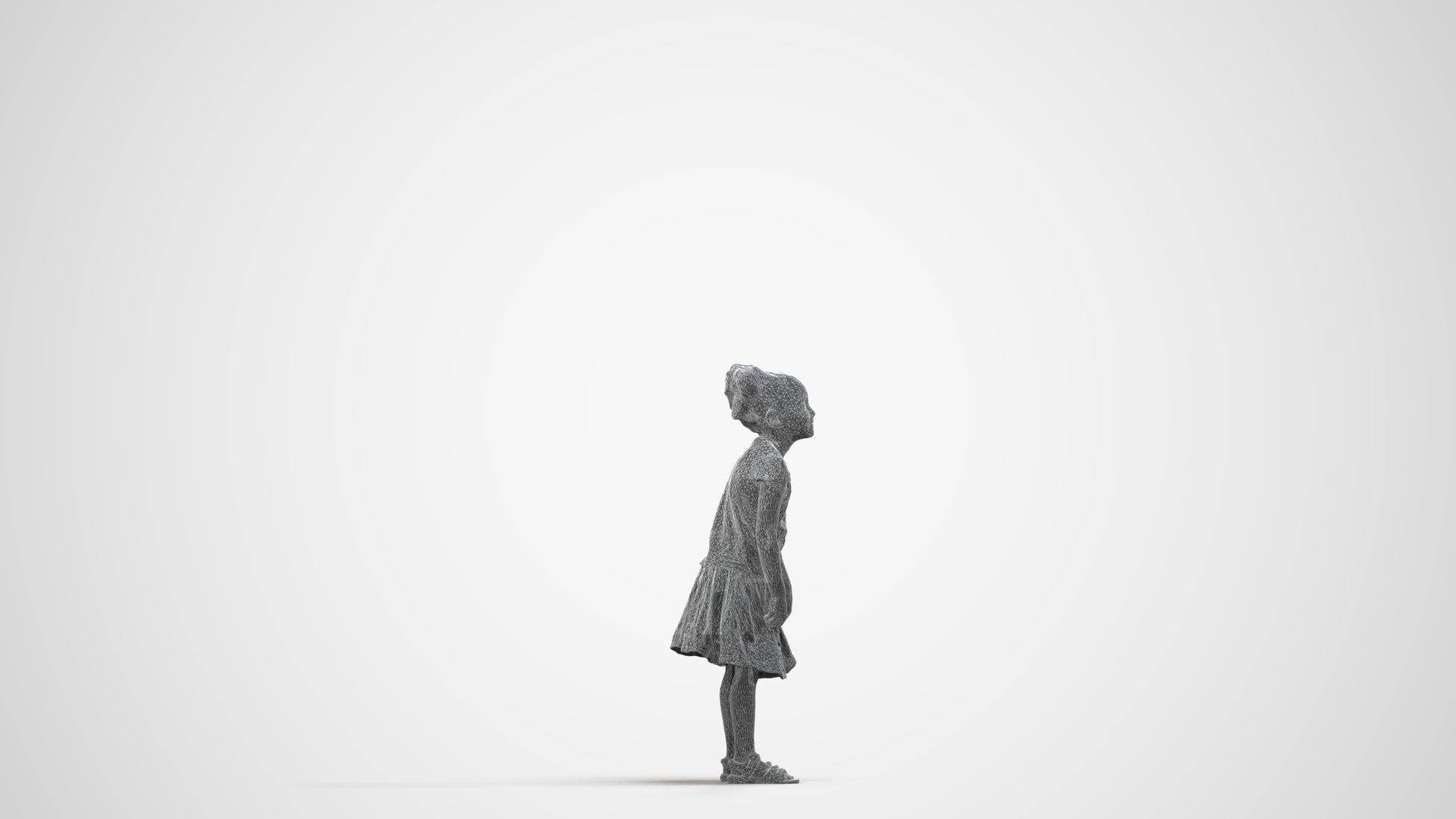 realistic 3D human girl casual kids, archviz people FBX OBJ for Blender, wireframe side view