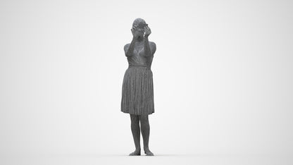 realistic 3D people woman casual standing, render-ready for V-Ray and Corona, FBX OBJ, wireframe back view