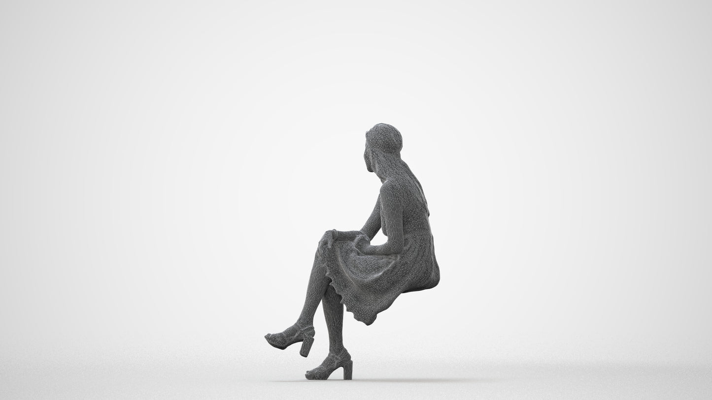 realistic 3D people woman formal sitting, render-ready for V-Ray and Corona, FBX OBJ, square thumbnail