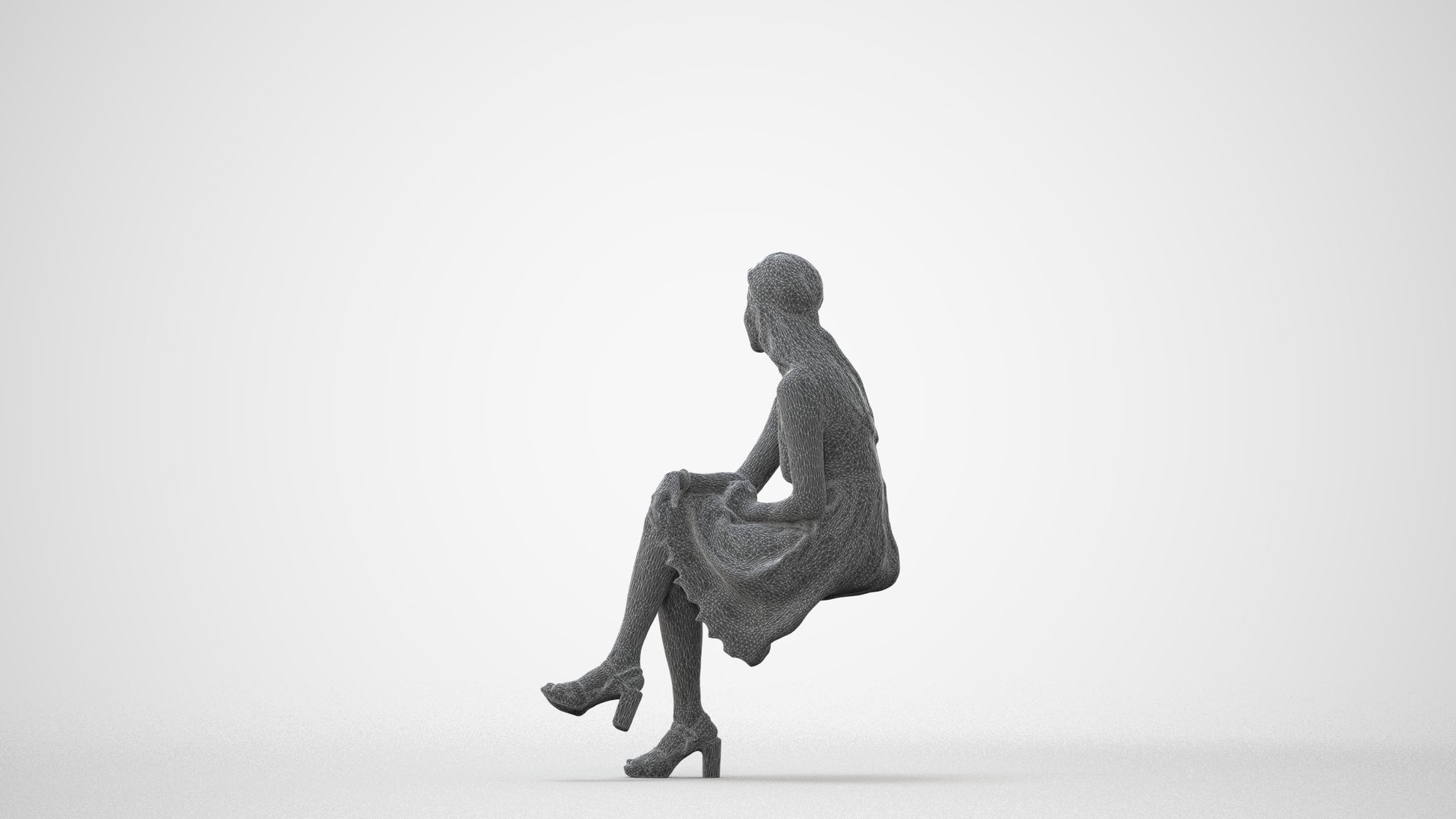 realistic 3D people woman formal sitting, render-ready for V-Ray and Corona, FBX OBJ, square thumbnail