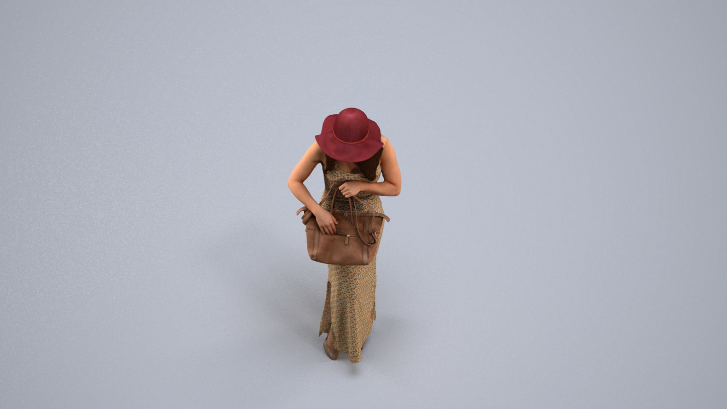 photogrammetry 3D woman casual standing, realistic human model archviz FBX, back view render