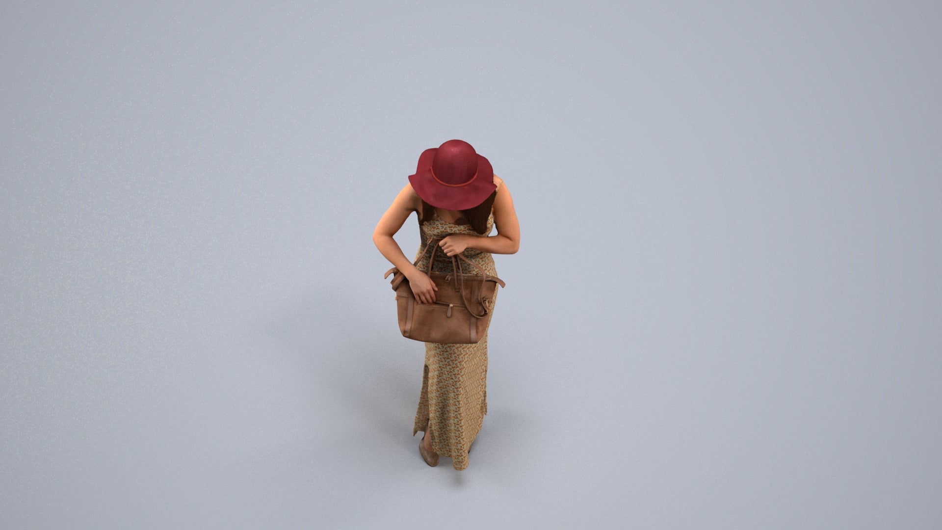 photogrammetry 3D woman casual standing, realistic human model archviz FBX, back view render