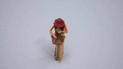 photogrammetry 3D woman casual standing, realistic human model archviz FBX, back view render