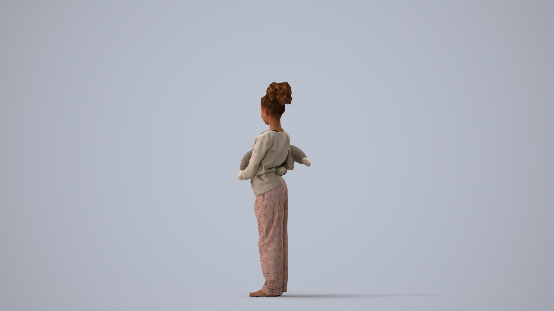 3D people model girl casual kids, scanned human for 3ds Max rendering, three-quarter view render