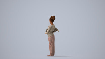 3D people model girl casual kids, scanned human for 3ds Max rendering, three-quarter view render