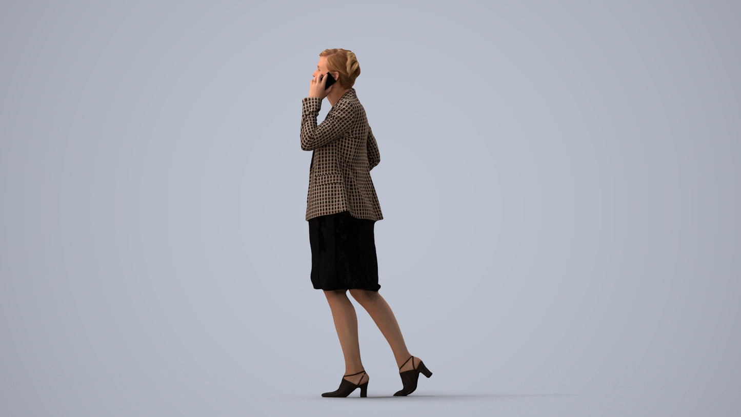 photogrammetry 3D woman business, realistic human model archviz FBX, three-quarter view render