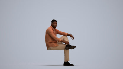 scanned 3D man casual sitting, photogrammetry people for Enscape and V-Ray, standing pose render
